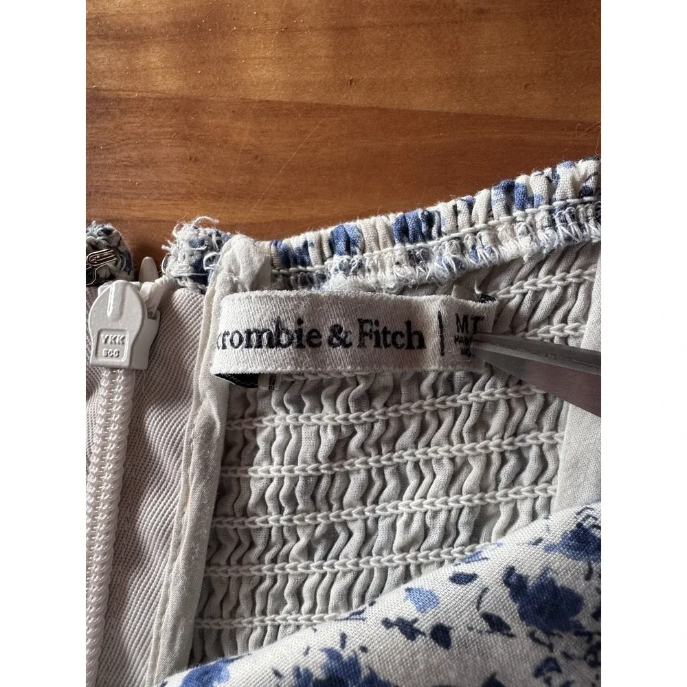 AbercrombieFitch Blue White Tiered Maxi Dress MediumTall Twist Front Cottagecore